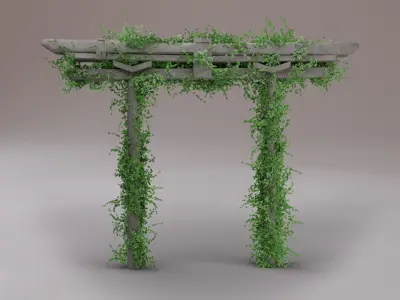 Japanese Archways Ivy-Covered - Set Of 4 3D model