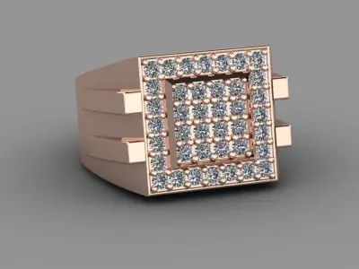 Rose Gold Women Diamond Ring 3D print model 3D print model 40