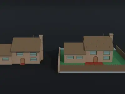 Cartoon simpsons house Polygonal Style Low-poly 3D model