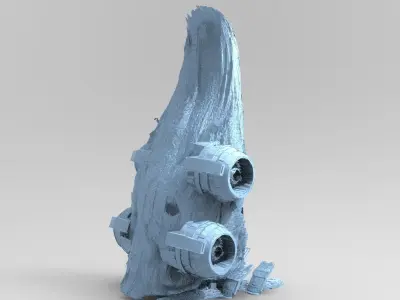 asteroid moon sword halved 3D model