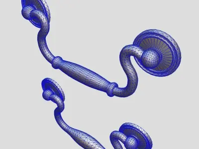 Handle Set 3 pair of chrome handles Low-poly 3D model