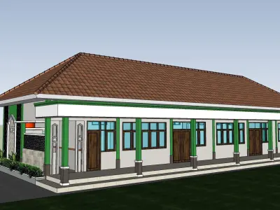 Islamic School Traditional Muslim Educational Building 3D Model Low-poly 3D model