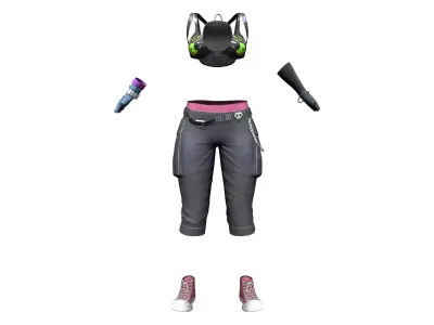 Toxic Cheeky Street Punk Outfit Low-poly 3D model