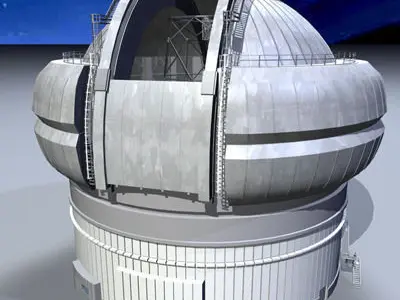Observatory with telescope 3D model