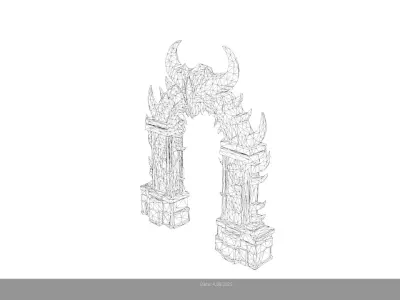 Low Poly Stylized Infernal Archgate  Demonic Portal Low-poly 3D model
