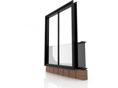 Window balcony with glass door 3D model