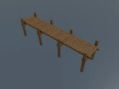 Wood Pier Low-poly 3D model