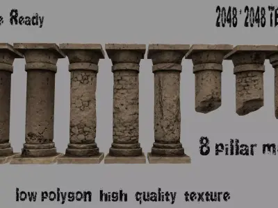pillar set 1 columns Low-poly 3D model