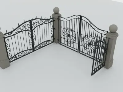 Conjunto de rejas de hierro forjado 3D model