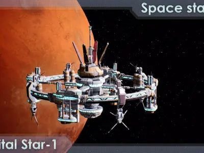 Space station Orbital-Star 1 Low-poly 3D model