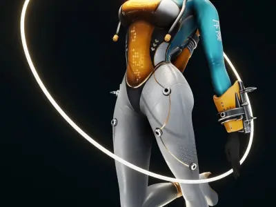 Sci-Fi Scout Girl Low-poly 3D model