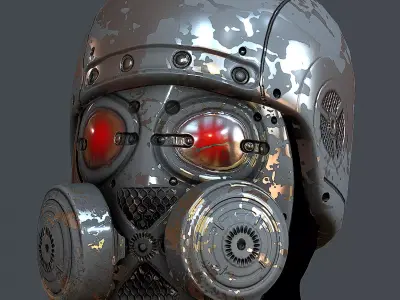 Gas mask helmet 3d model scifi Low-poly Low-poly 3D model