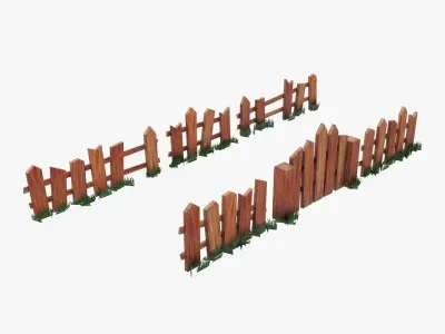 Fence low poly models for games Low-poly 3D model