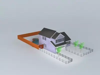 A small colonial house exterior Free 3D model