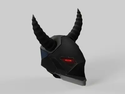 Handpaint Scifi Viking Helmet Low-poly 3D model