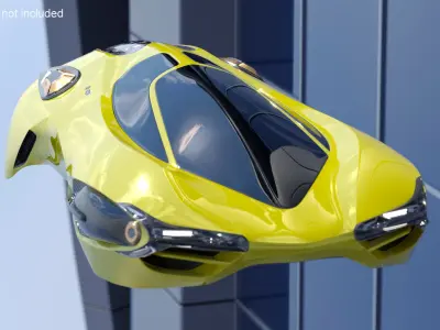  Futuristic Flying Vehicle Yellow 