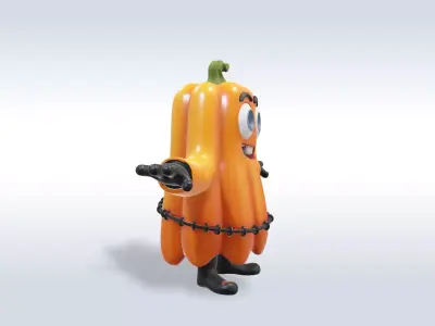 Cheerful Pumpkin Boy Halloween Character 3D model buy