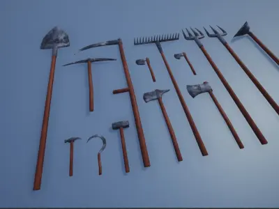 Lowpoly Basic Equipments and Tools Low-poly 3D model