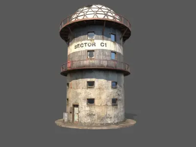 Abandoned Radar Building Low-poly 3D model