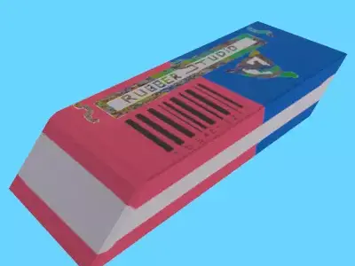 Giant Two-Tone Eraser 3D Model - Red  Blue Rubber Studio Low-poly 3D model