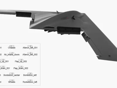  B 21 Raider Low Observable Aircraft Black Attac Animated Rigged 