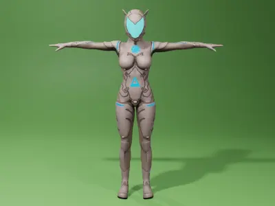 Cyber Girl 2-0 Low-poly 3D model
