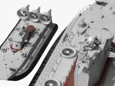  Heavy Assault Hovercraft with Propulsion Turbines Gray Simplified 