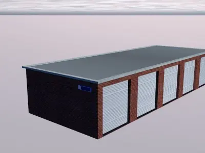 Garage brick building with two doors Low-poly 3D model