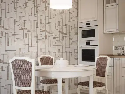 Ivory Mosaic Panel Wallpaper Texture