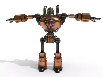 Robot steampunk PBR low poly Low-poly 3D model