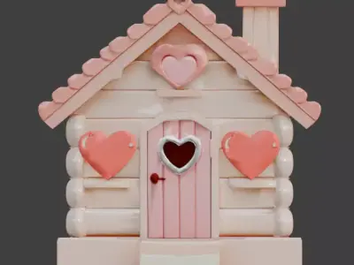 Stylized Valentine House 3D Model Low-poly 3D model