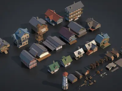 Medieval Set 01 Low-poly 3D model