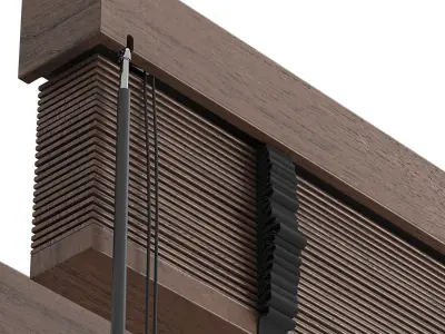 Wooden Venetian Blinds with Tape Bandalux set 01 3D model