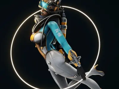 Sci-Fi Scout Girl Low-poly 3D model