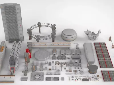 Sci-Fi architecture Elements collection 7 3D model