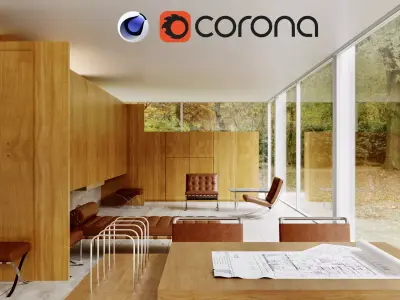 Farnsworth house - Mies van der Rohe - Cinema 4d - Corona render 3D model