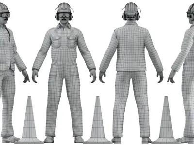 Road worker 3D model purchase