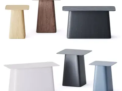 Wooden and Metal Side Tables by Vitra 3D model