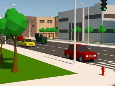 Simple City Low-poly 3D model buy