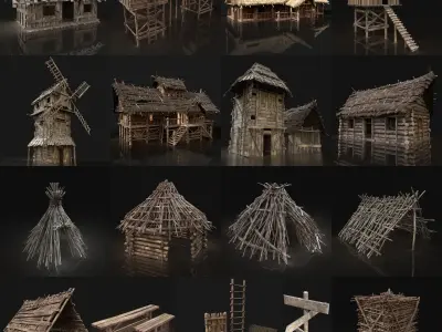 NEXT GEN AAA GIGAPACK MEDIEVAL VILLAGE CITY BUILDER PACK Low-poly 3D model