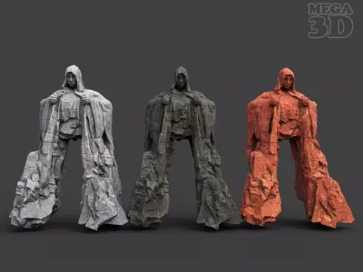 Low poly Giant Gate Cliff Statue 220607 Low-poly 3D model
