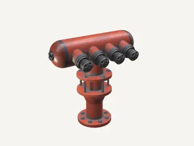 Industrial Water Hydrant Low-poly 3D model
