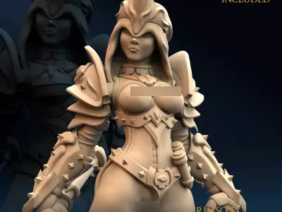 Armored Warrior Crimson Morning Star E Nude 3D print model