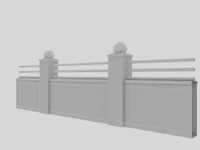 old garden wall 04 Low-poly 3D model