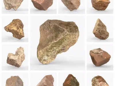 Photorealistic 3D scan of 22 different rock stones 3D Model Pack
