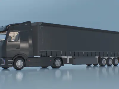  Heavy Duty Electric Tractor With Cargo Trailer Black Rigged for Maya 