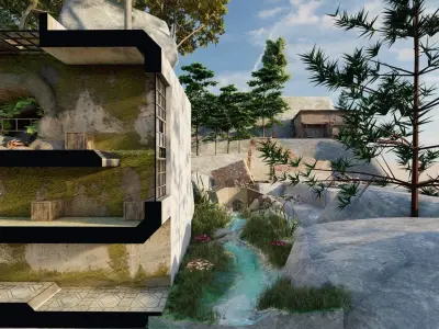 Level Design 201 Low-poly 3D model