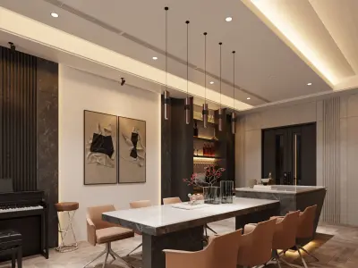 Modern Townhouse with Void Space 3D model