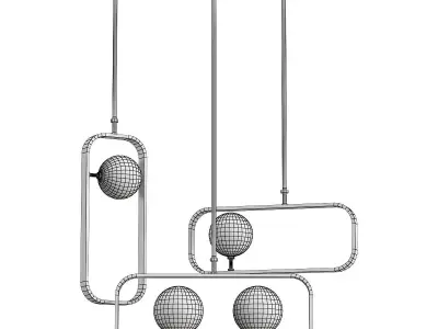 parker three brass pendant lights hanging 3D model