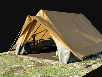 Camping Tent with interior  3D model